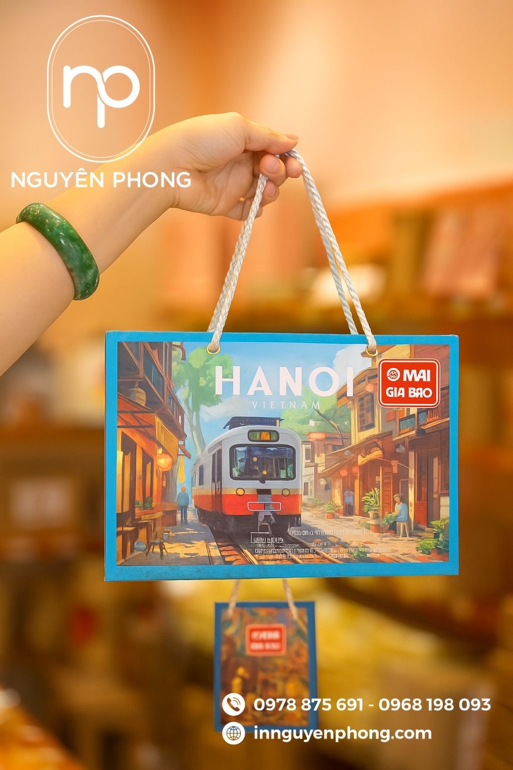 Mẫu túi giấy đựng ô mai in ảnh 